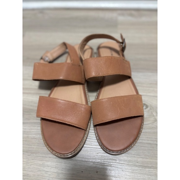 Lucky Brand Shoes - Lucky Brand Womens Cognac Leather Slingback Flat Sandals Brown Size 9.5 M 41